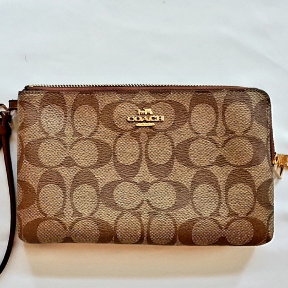 COACH Signature PVC Double Zip Wallet